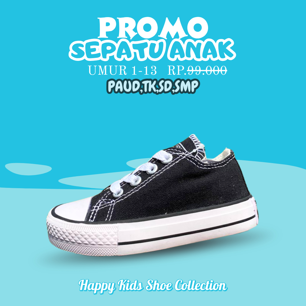 Sepatu Converse All Star Anak  Hitam | Sepatu Sekolah TK SD SMP - Sneaker Anak Laki-Laki & Perempuan