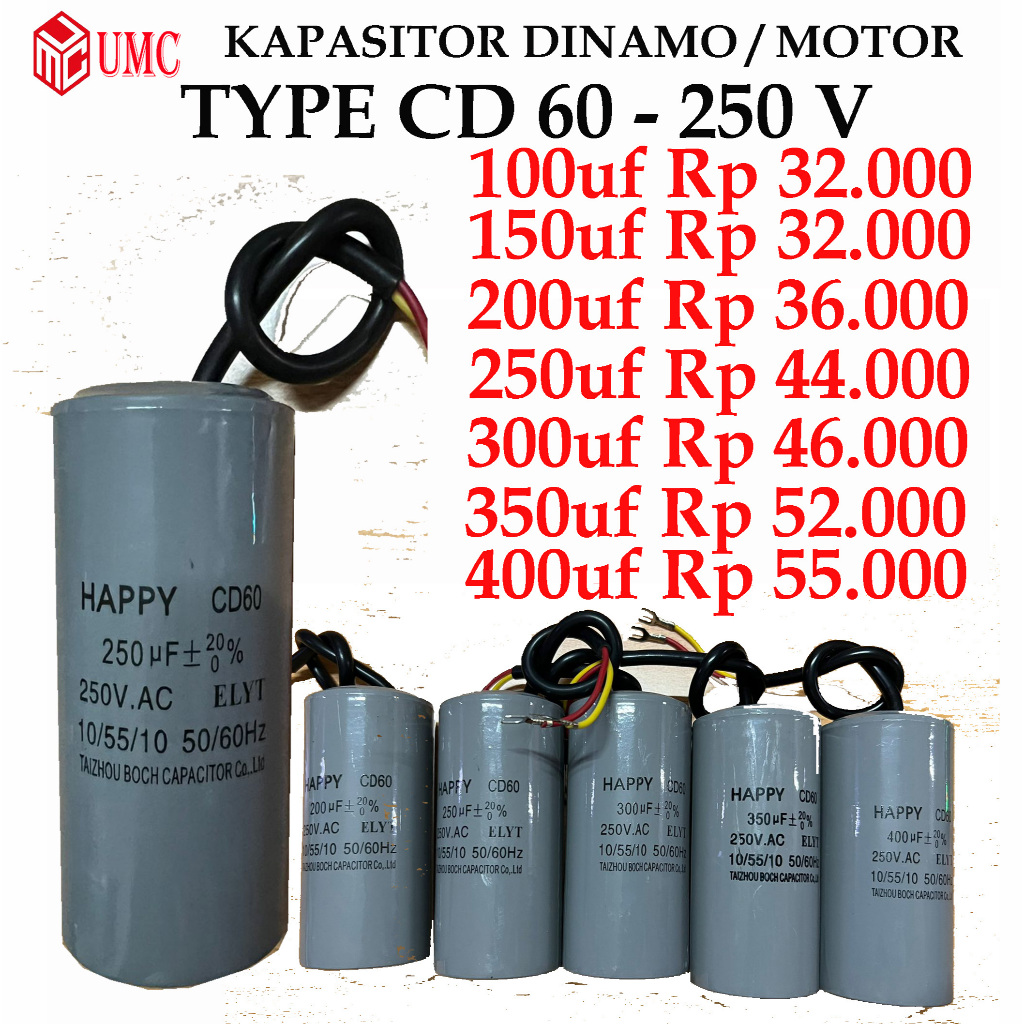 NoV CD60 Kapasitor dinamo Motor 250v Dinamo 200uf 250uf 300uf 350uf 400uf Capacitor Starting