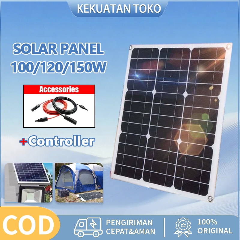 Shoporenku Panel Surya 60W/100W Panel Tenaga Surya Polikristalin Kit Tenaga Surya Fleksibel 12V
