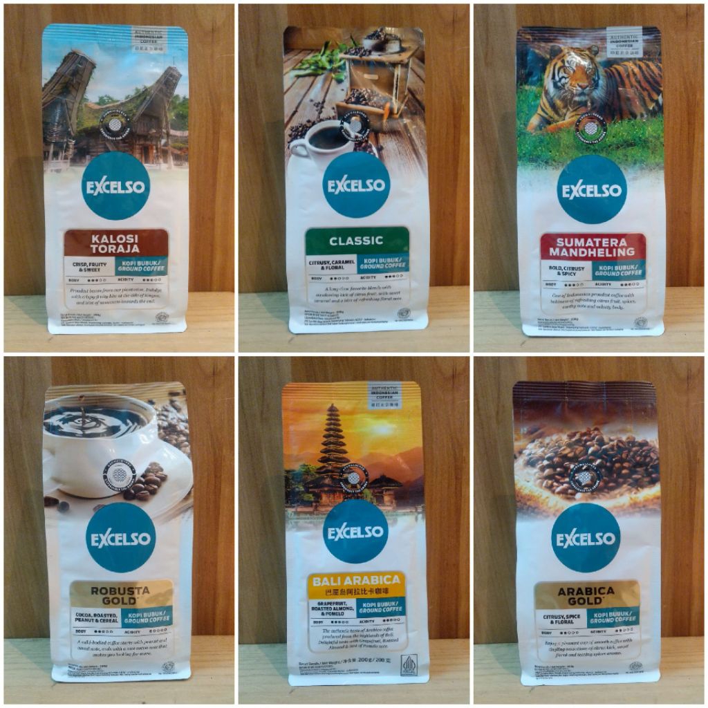

EXCELSO ARABICA/ROBUSTA GROUND BAG 200GR