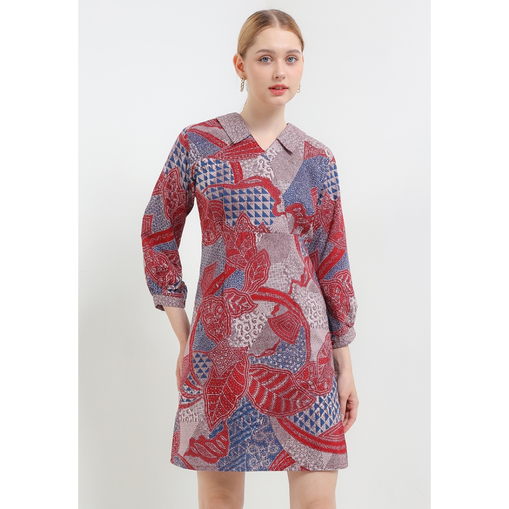 Arjuna Weda Dress Batik Wanita Motif Tumpuk