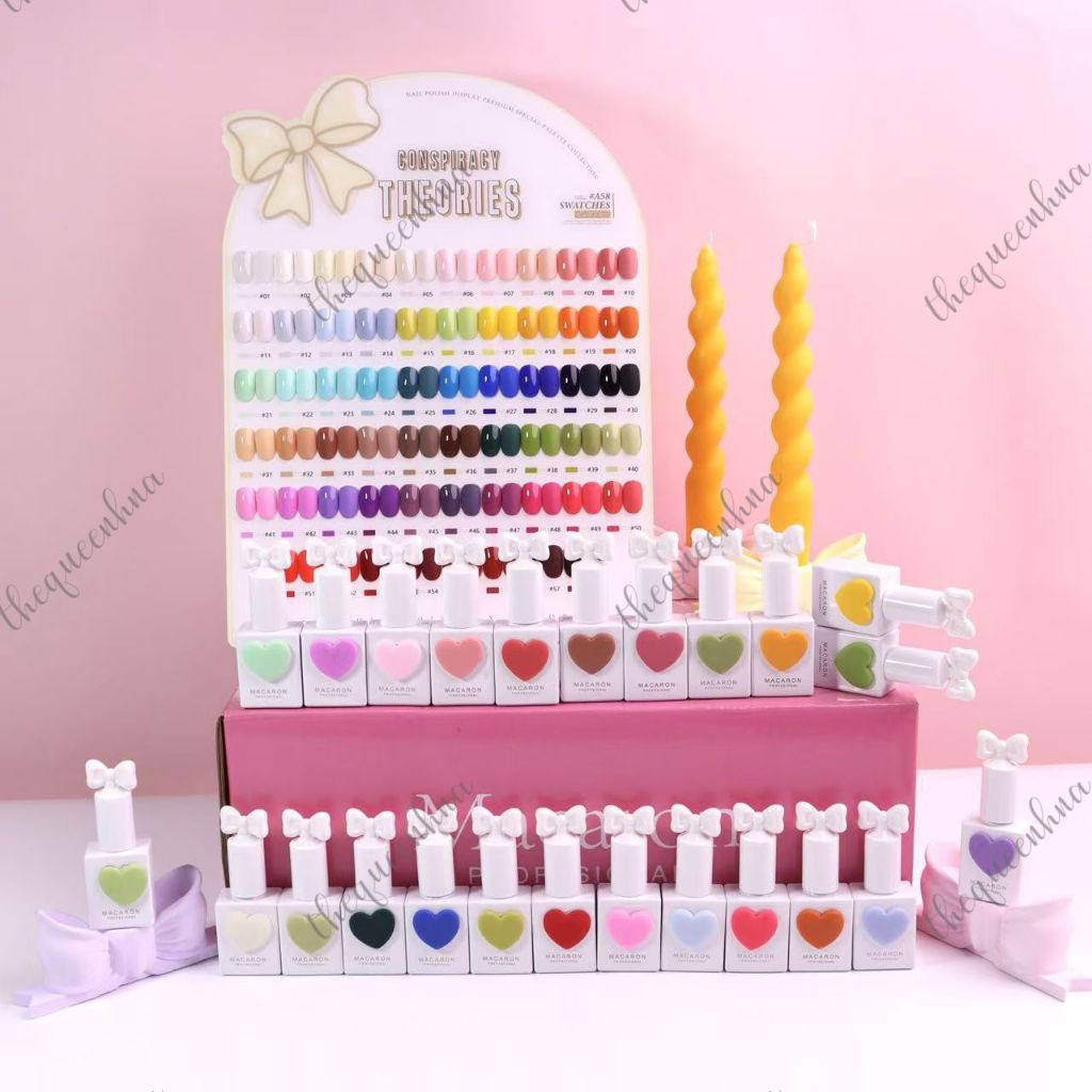 [NEW EDITION] Sansu Macaron 58 Color 15ml Uv Gel Nail Set+Free Papan Display+2 pcs Bening UV LED Gel