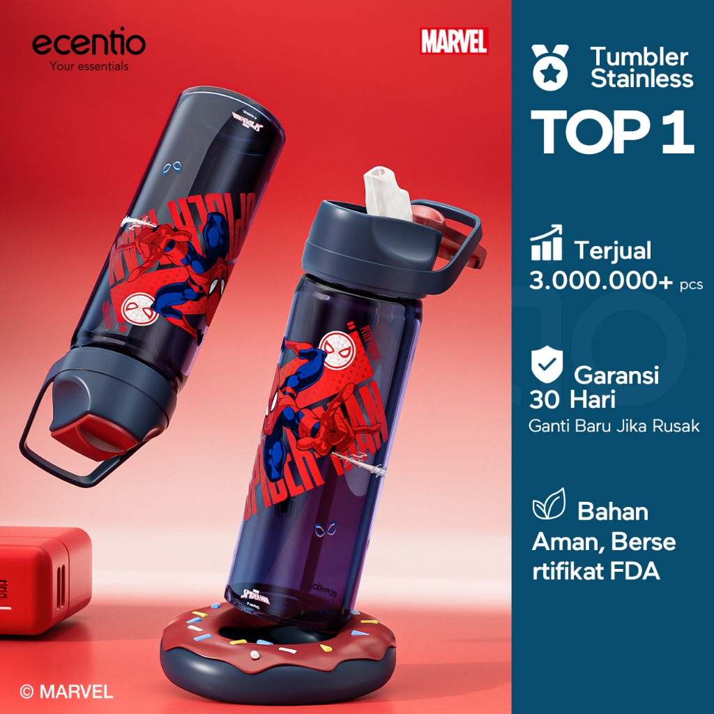 【Spider Man Series 】ecentio botol minum 750ml anak Disney Spider Man lucu boy botol air sekolah BPA 