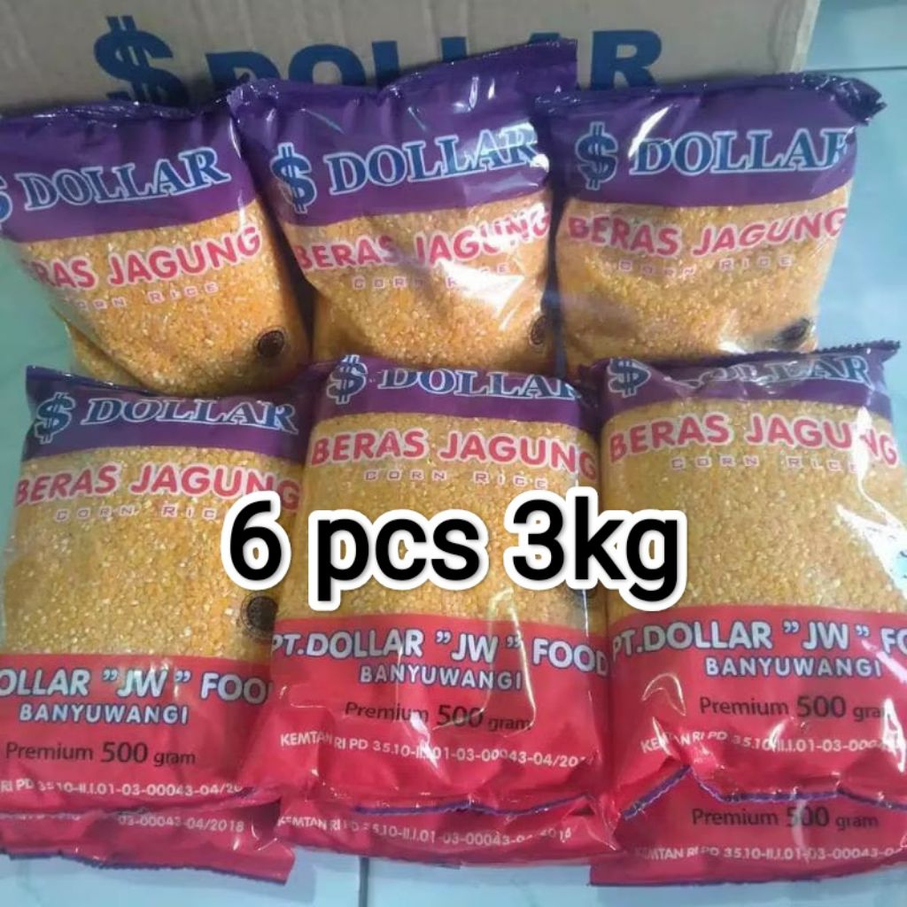 

Beras jagung dollar premium paket 6 pcs (3kg) original banyuwangi