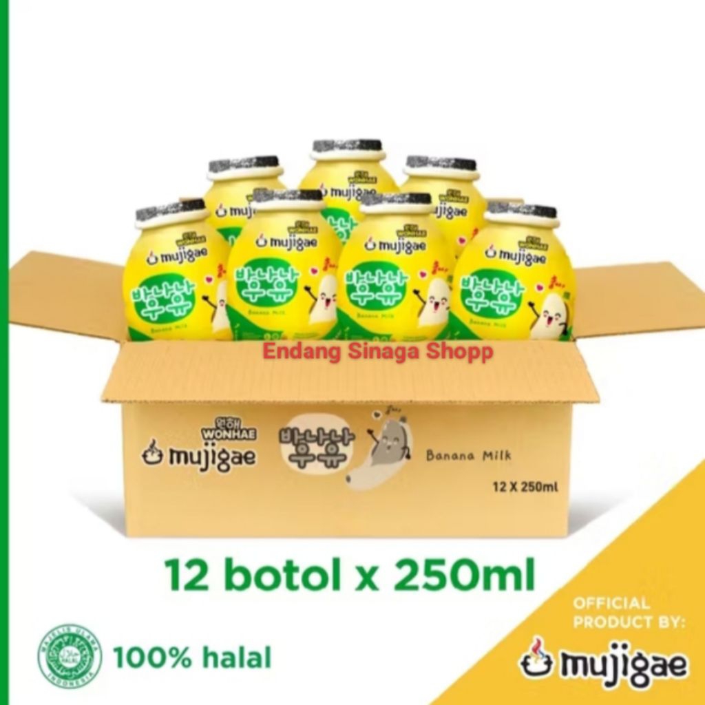 

PAKET 1 KARTON (ISI 12 PCS) MUJIGAE WONHAE BANANA MILK HIJAU 250 ML