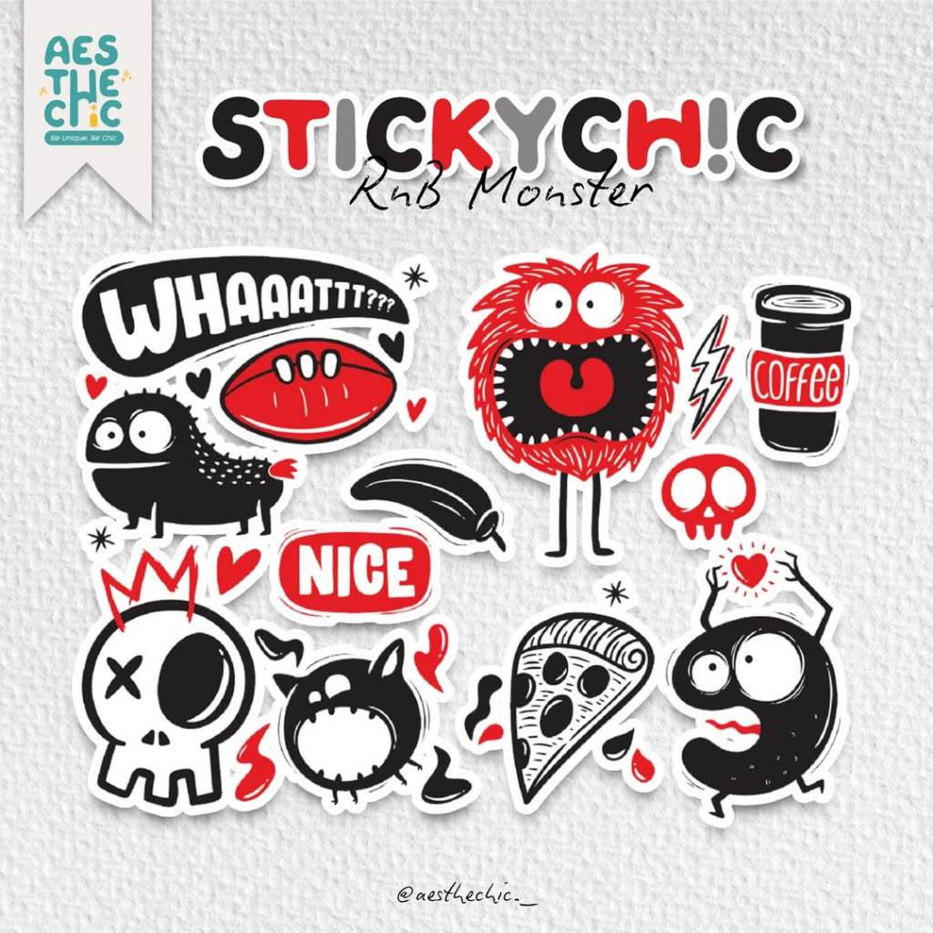 

R&B Monster Stiker Pack Cute Sticker Laminasi Aesthechic