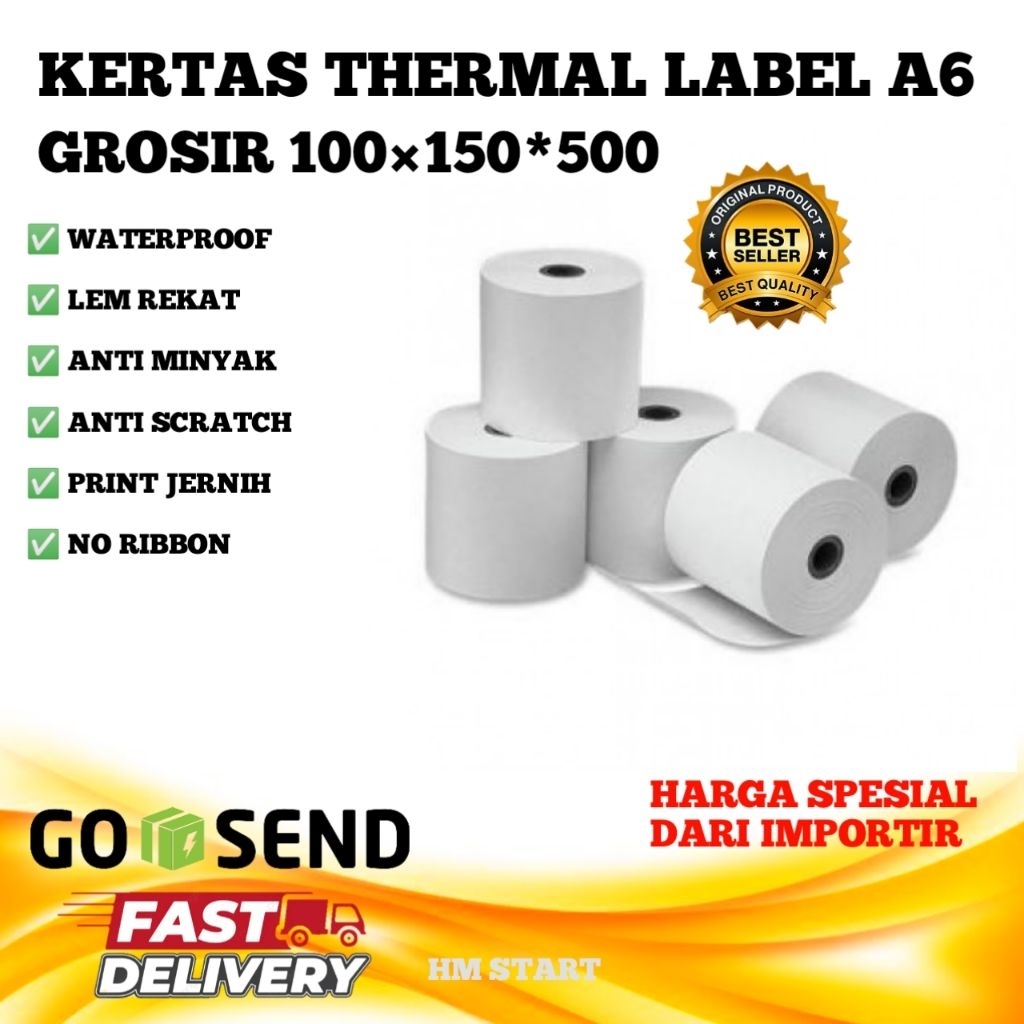 

thermal A6/label kertas thermal 1 roll 500 pcs