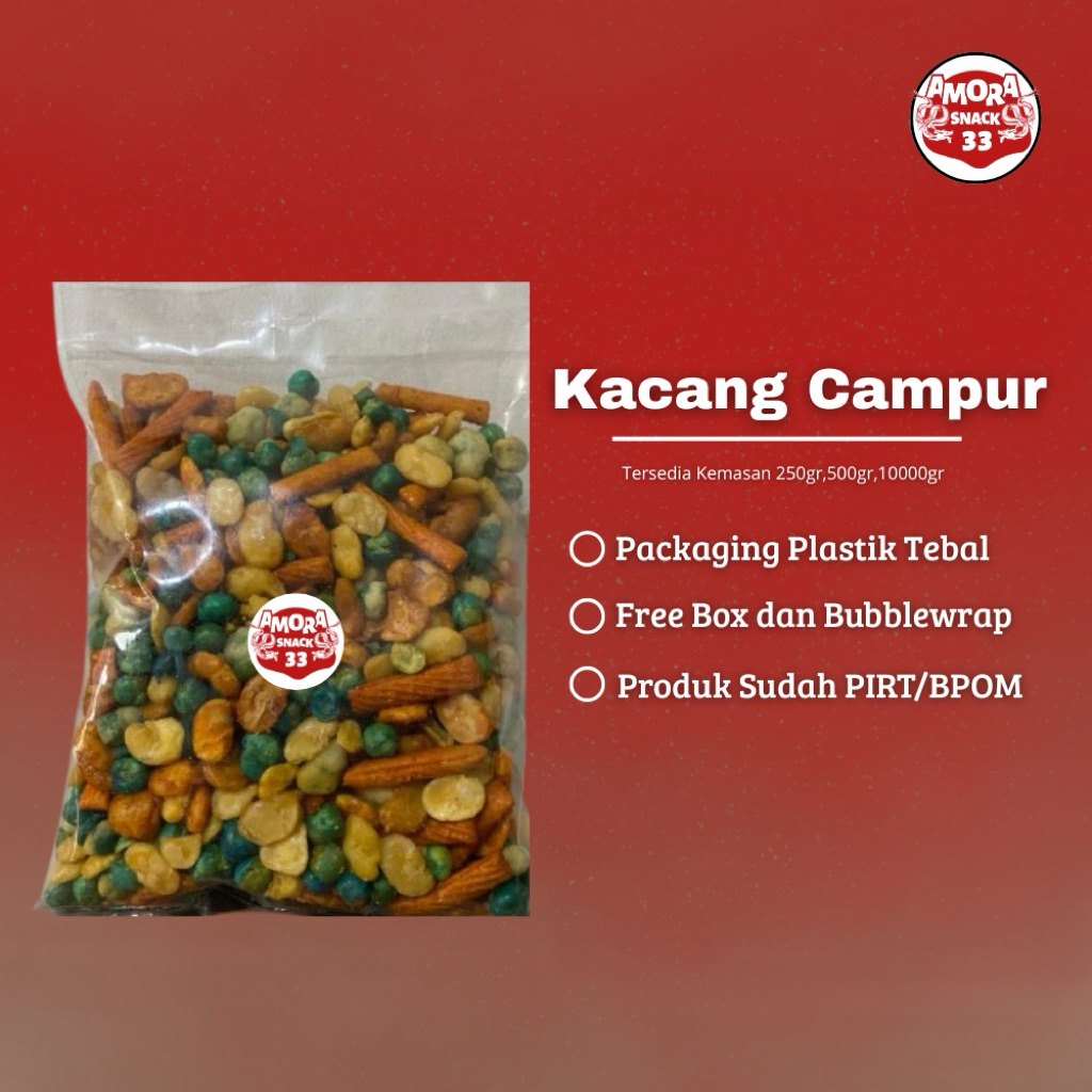 

[AMORA SNACK33] KACANG CAMPUR Original (Grosir) 250gr 500gr 1 KG / Cemilan Kekinian