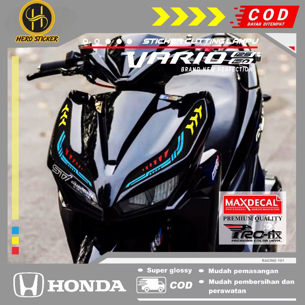 Sticker Lampu Alis Vario New 125/150 2018-2023 Stiker Variasi Lampu Alis