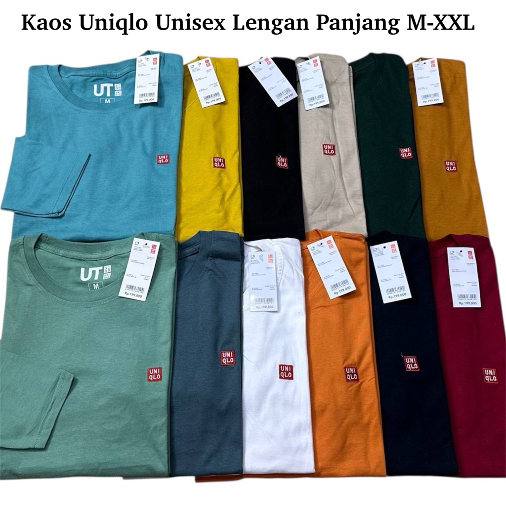 UNISEX | Kaos Polos UNQ Uniqlo Pria dan wanita Lengan Panjang Jumbo Bahan Katun Combed 24s | Kaos Ob