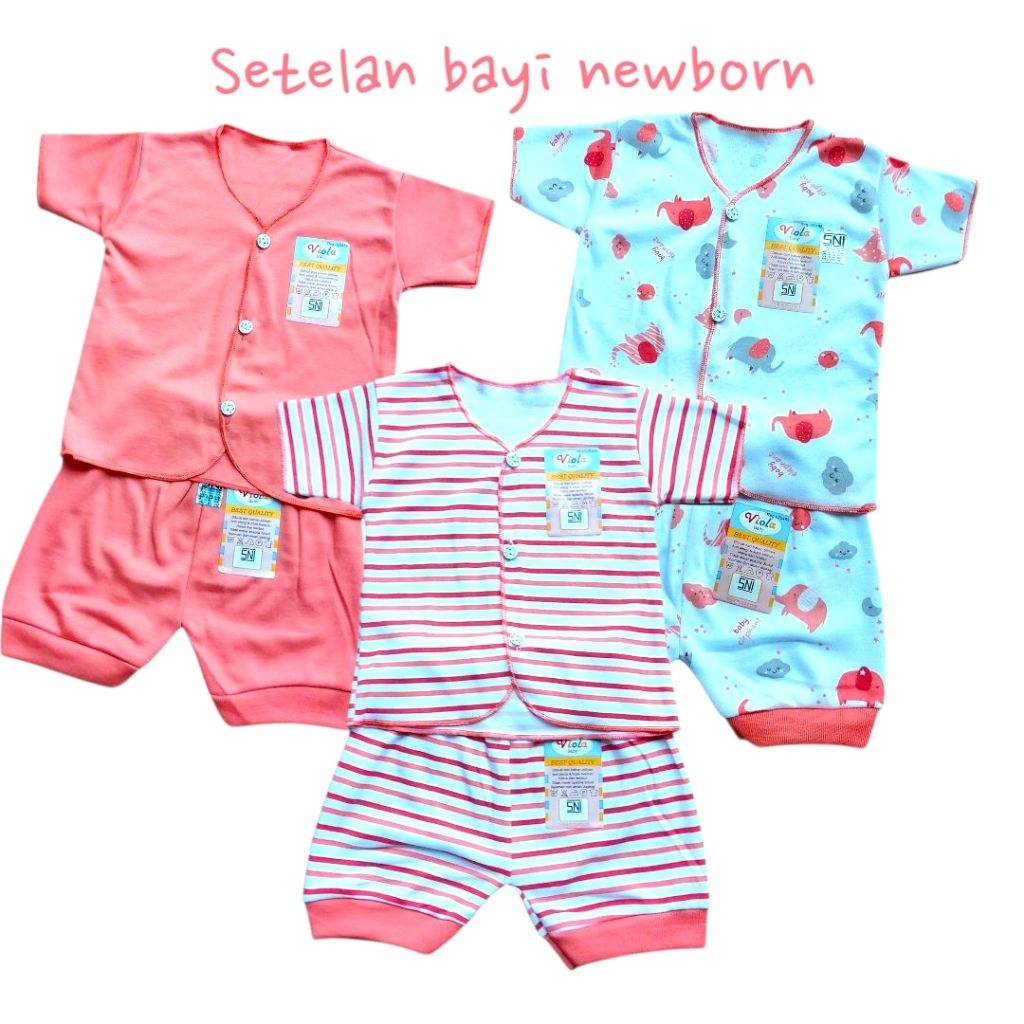 Setelan baju bayi newborn lengan pendek VIOLA BABY( 3 stel )