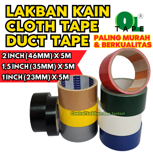 

Cloth Tape / Lakban Kain UKURAN: 1" / 1,5" / 2" x 5M, Duct Tape, Book Binding Tape