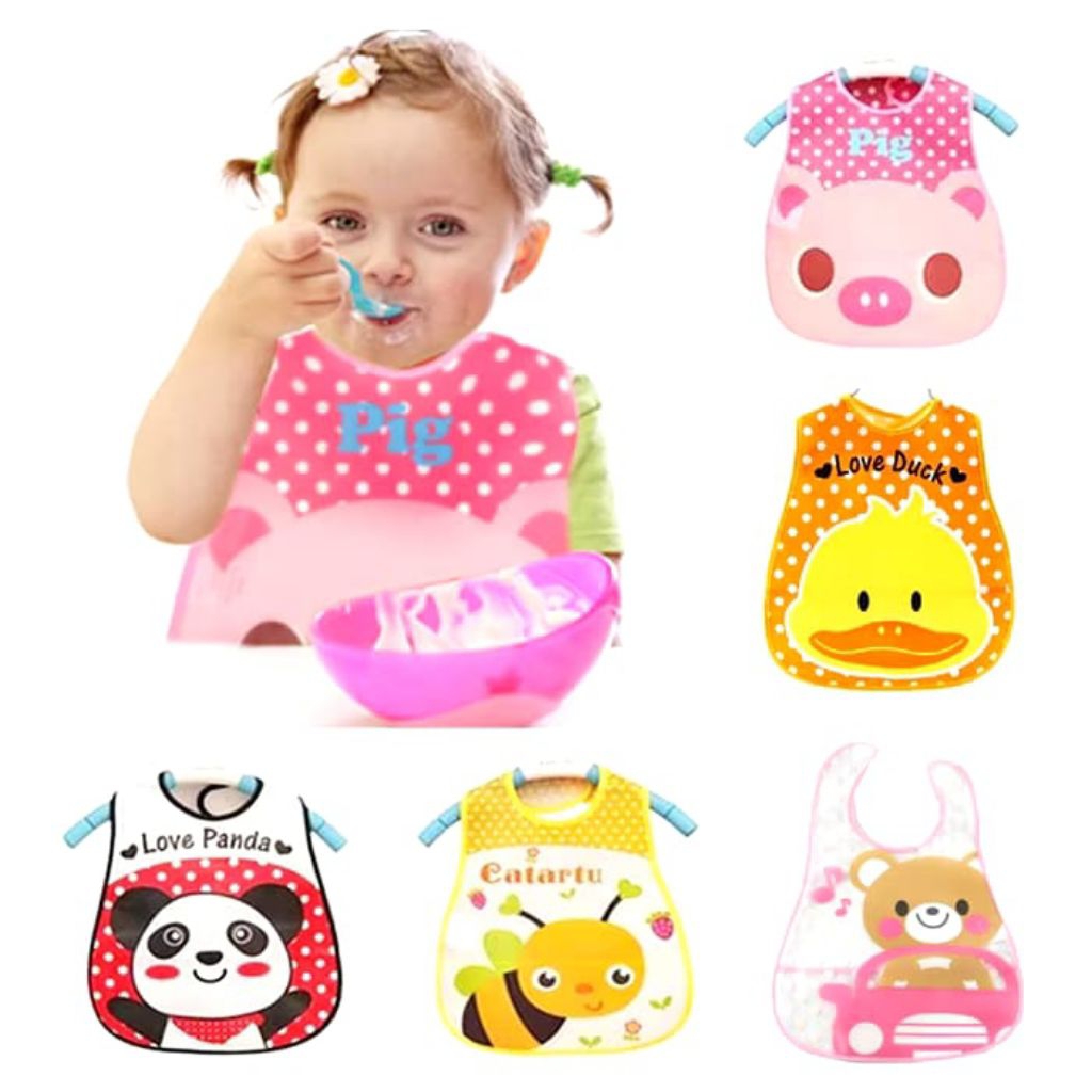 Celemek bayi waterproof/Celemek makan bayi anti air/Alas makan minum bayi anti air/Slabber plastik