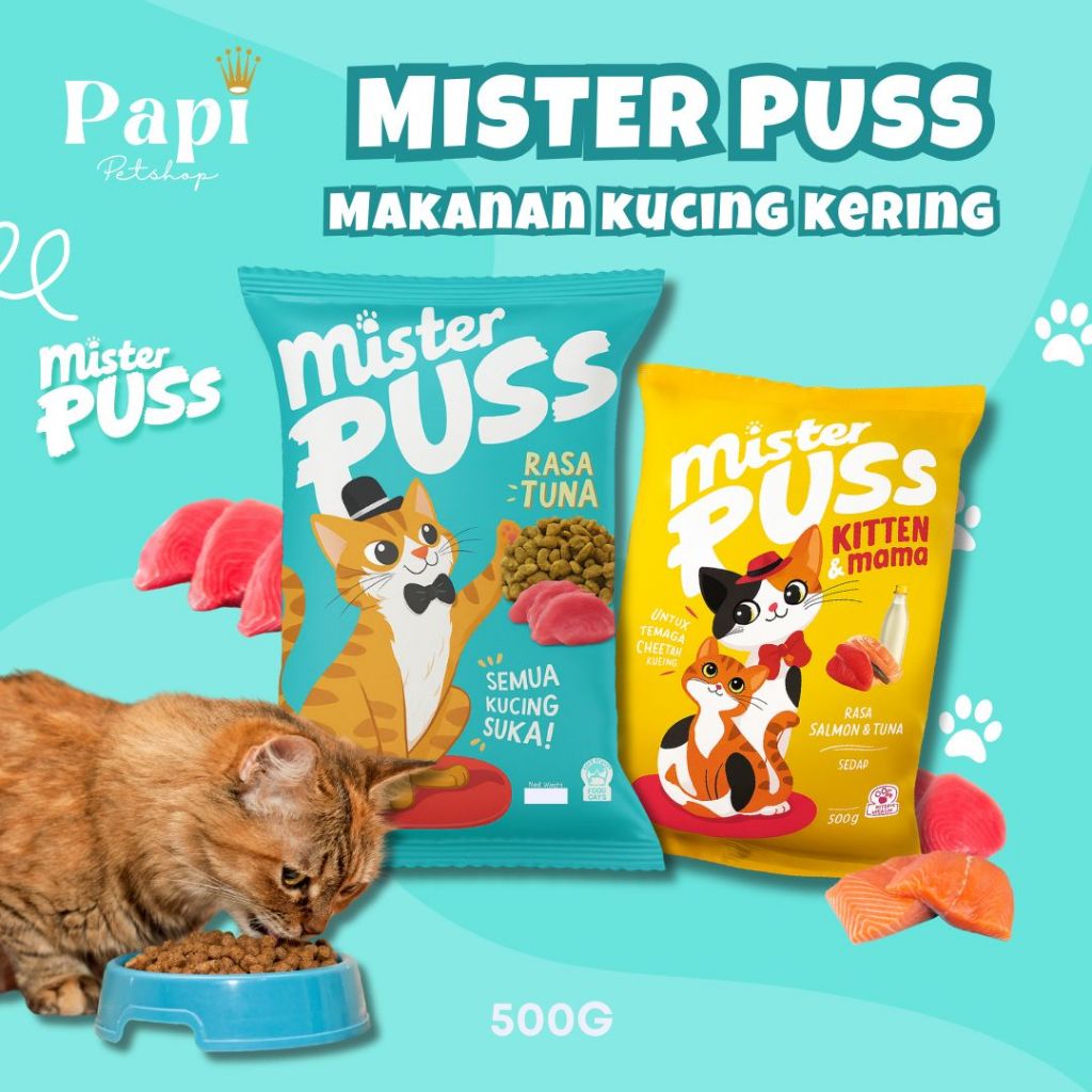 Mister Puss 500gr Makanan Kucing Kering Ikan Tuna Salmon Mr Puss Dry Cat Food MrPuss Adult Kitten