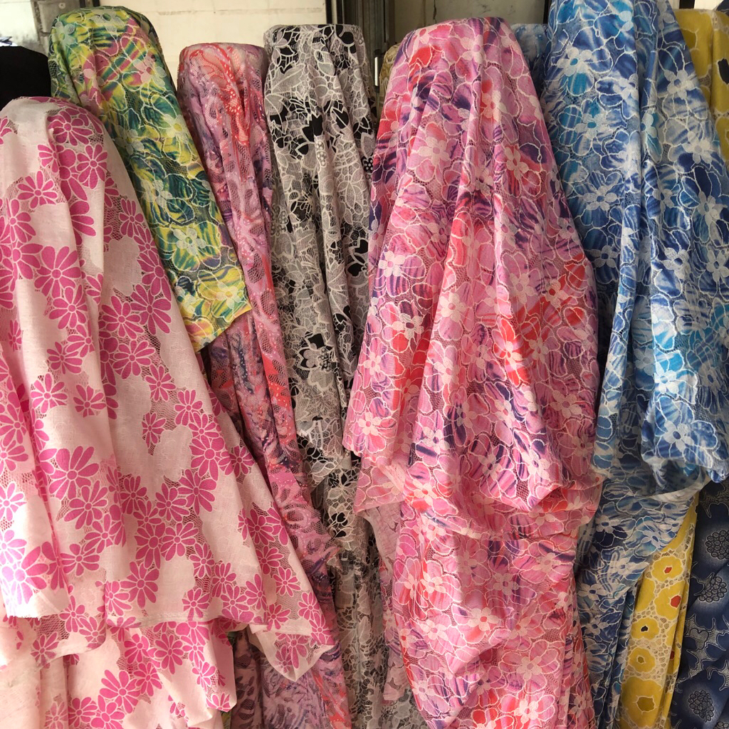 kain organza motif bunga - kain organza motif premium gm