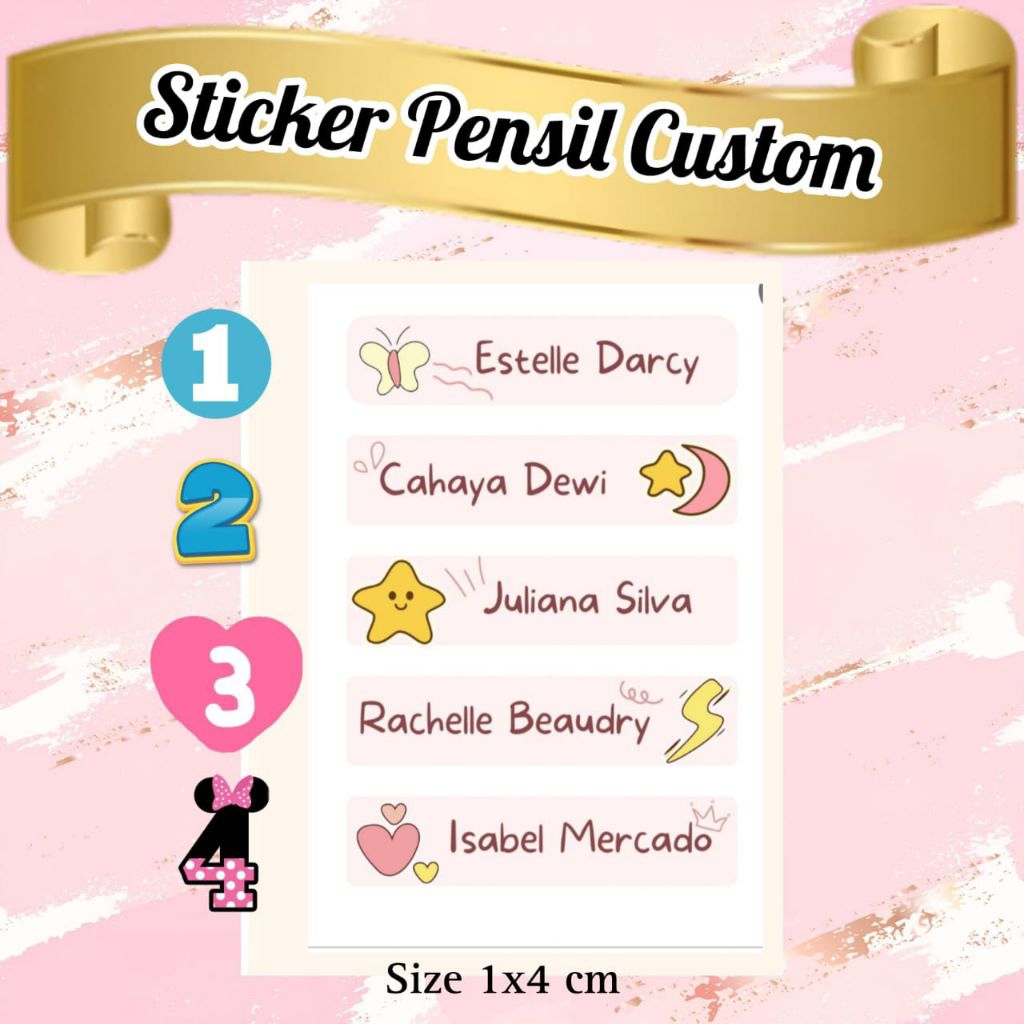 

STIKER PENSIL BISA CUSTOM NAMA ISI 50 PCS