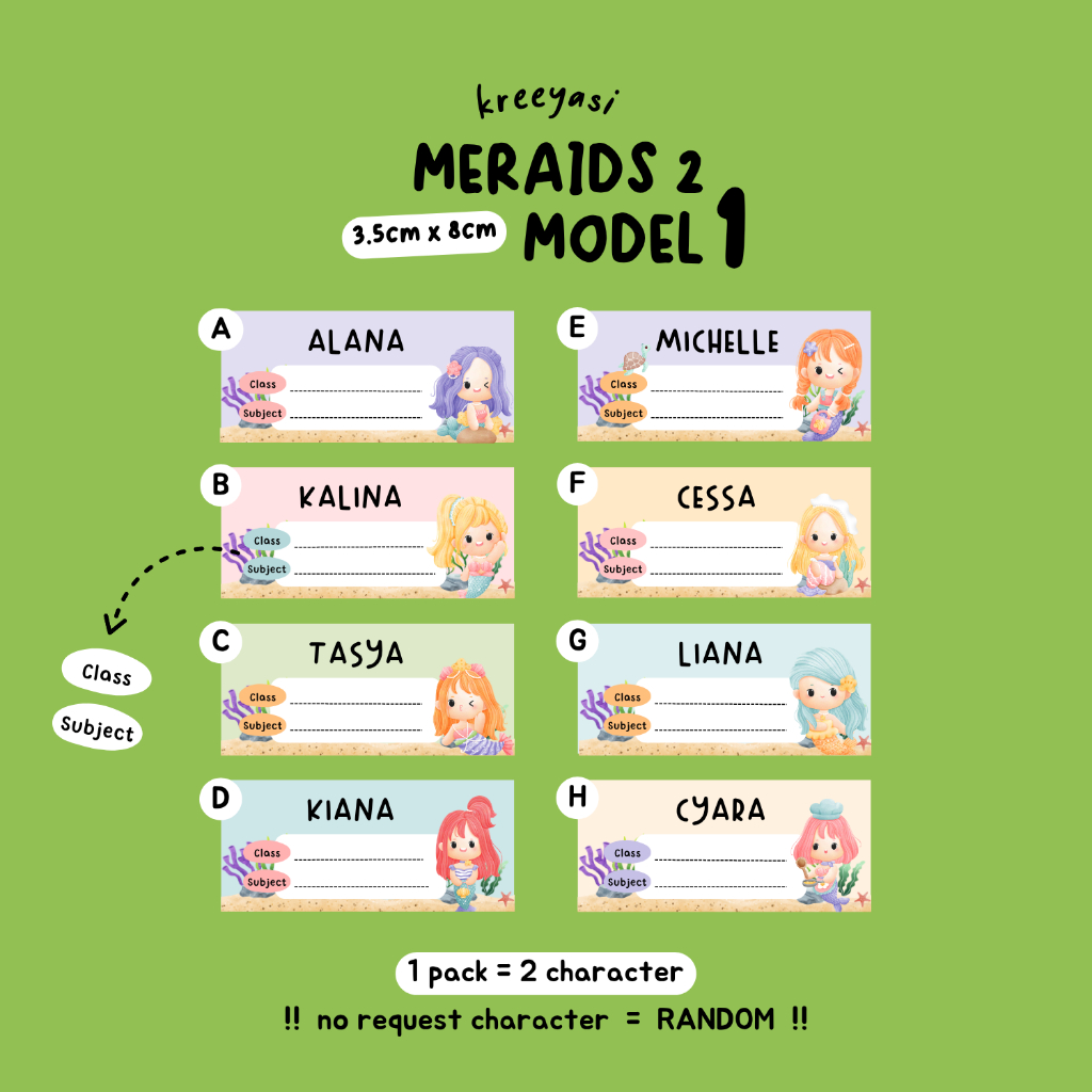 

20pcs MERMAIDS 2 - Stiker Label Buku - Kreeyasi x Stikoo