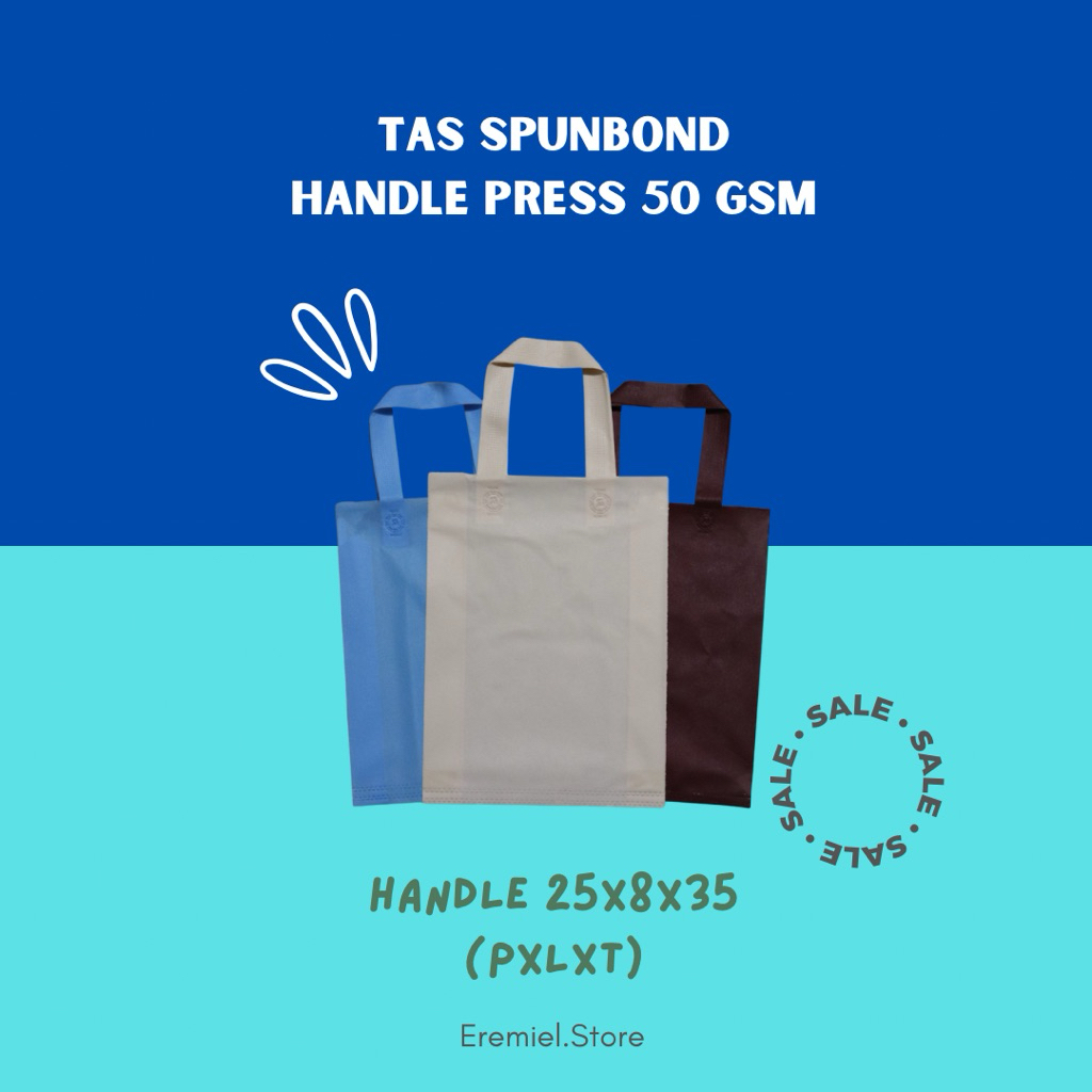 

(HARGA 1 PCS) Tas press 25x35 50 gsm / Tas handle / Goodiebag / Goodiebag Spunbond / Spunbond / Tas Spunbond / Tas tali