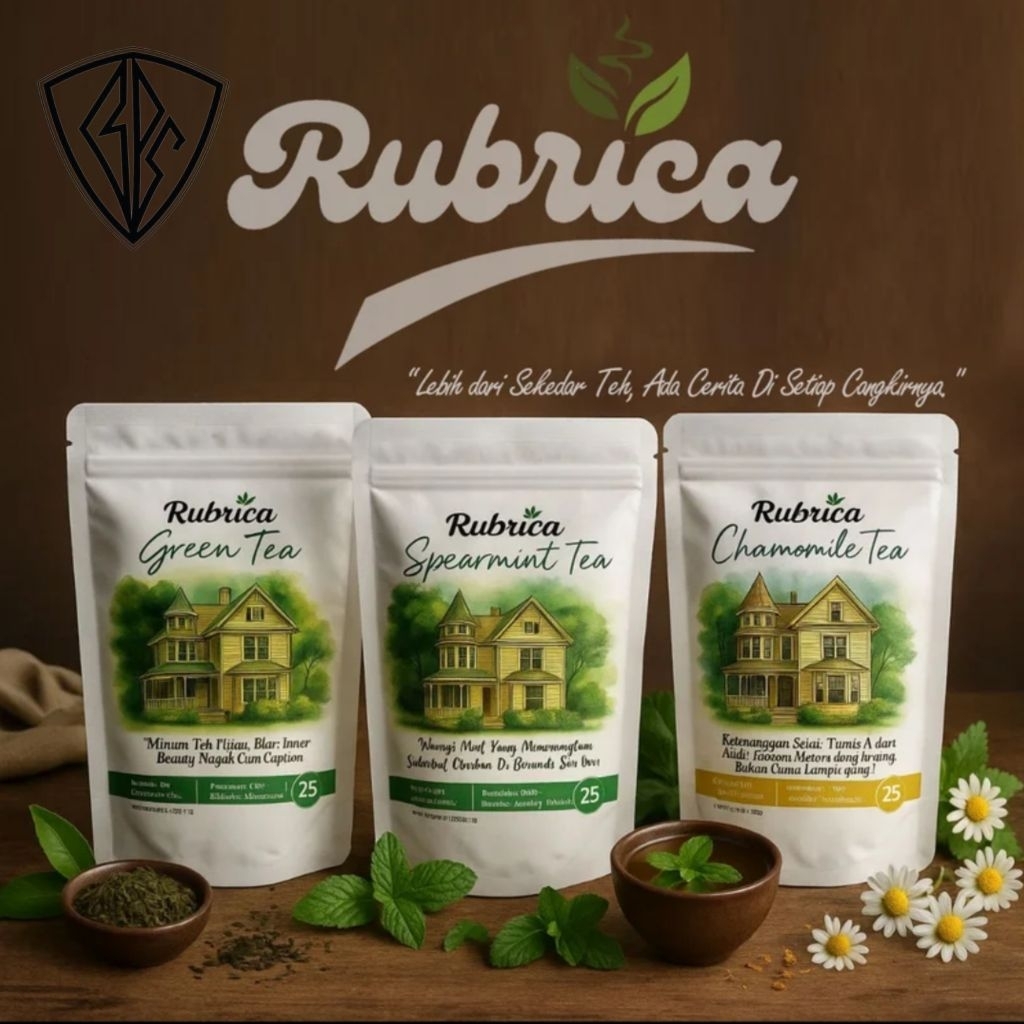 

Tea Series By RUBRICA - Chamomile tea,Spearmint tea,Greentea kemasan isi 25 teabag