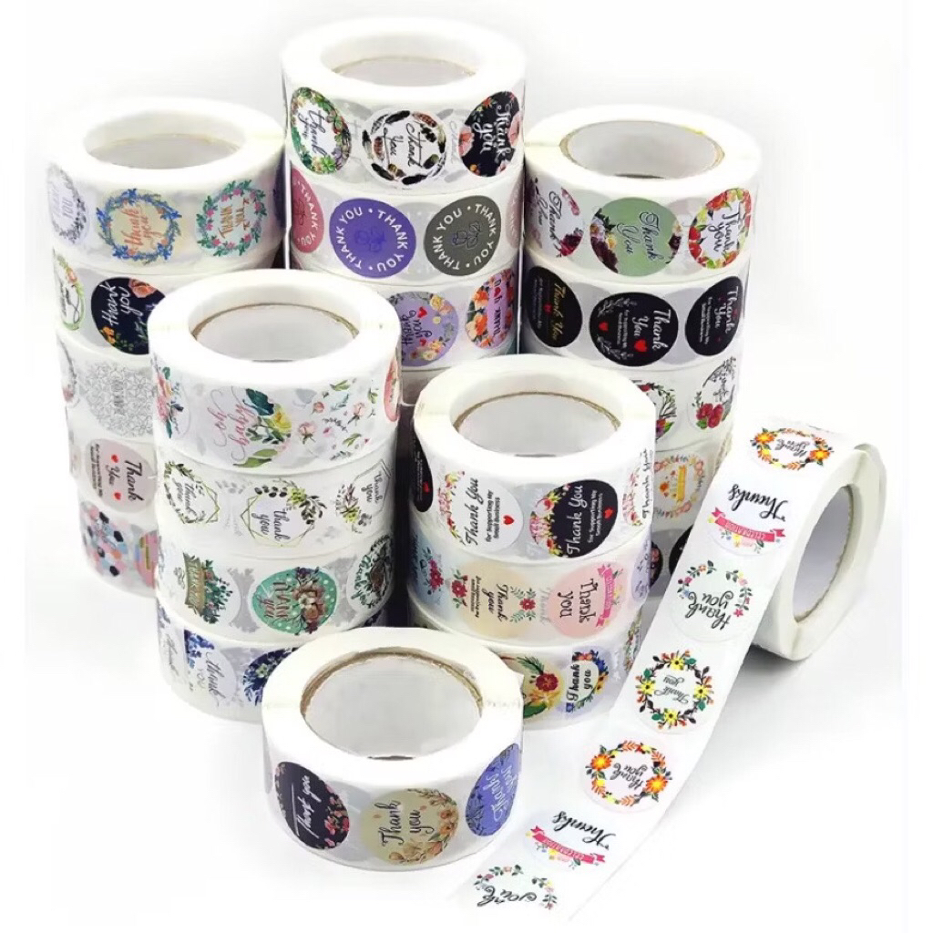 

READY 500 PCS Stiker Label Thank You Sticker Bulat 2.5 cm