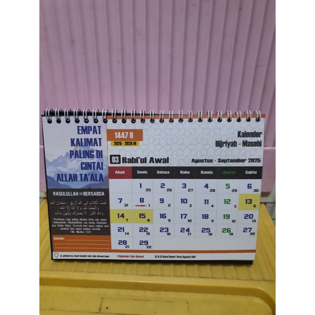 

kalender meja hijriyah 1447 H