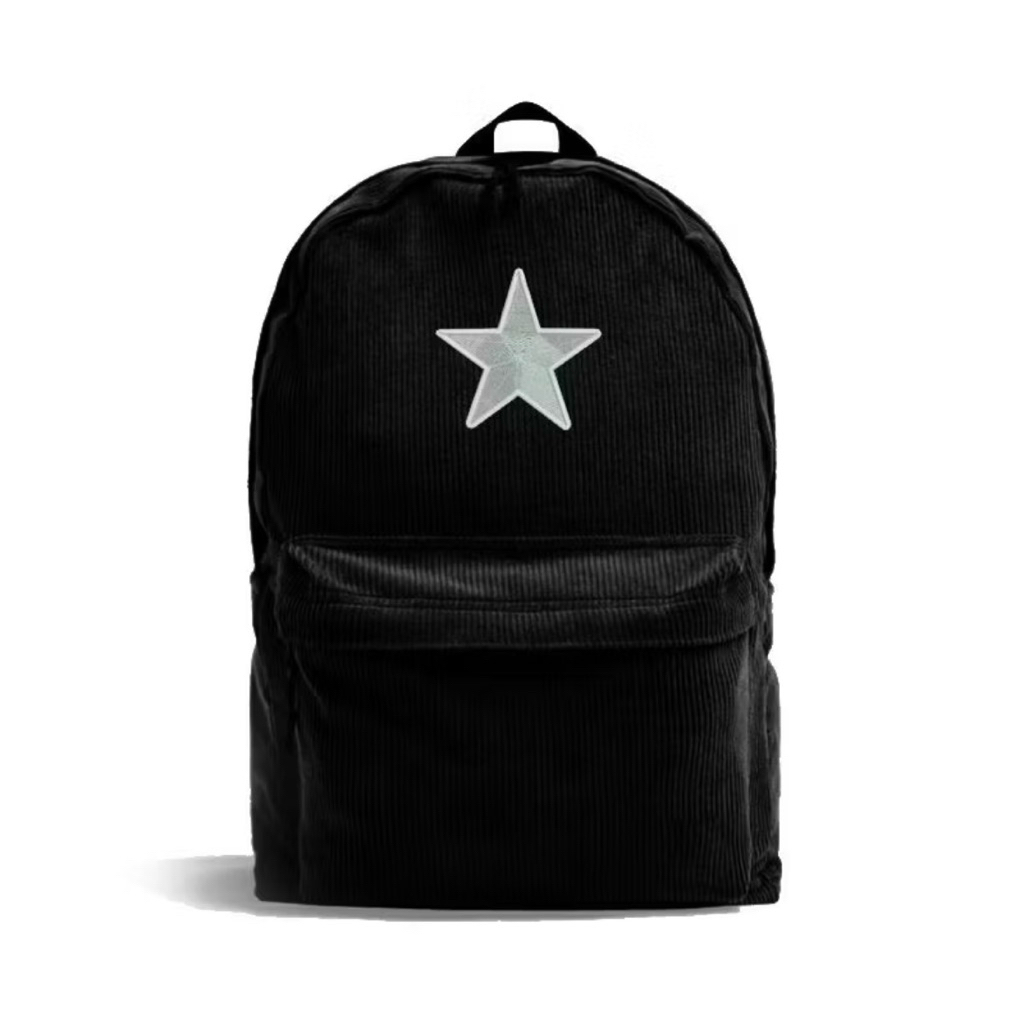 TAS RANSEL CORDUROY - TAS BACKPACK BINTANG HITAM CORDUROY