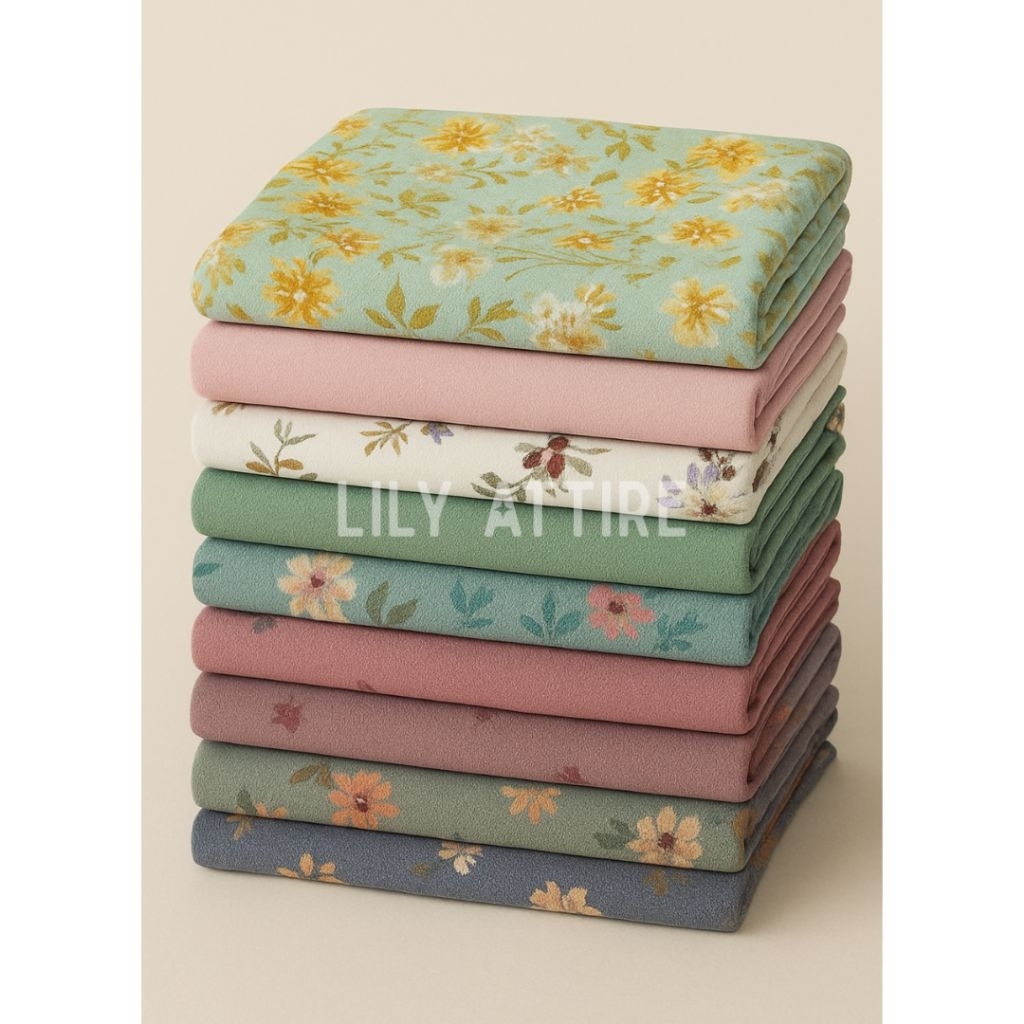 LilyAttire - Kain Perca Ceruty Kiloan | Motif Random | Kain Perca Murah