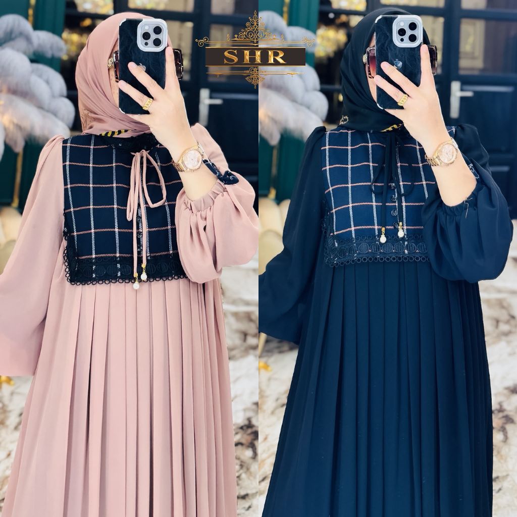 SHR ORI READY MIDI DRESS DORA CERUTY IMPORT SIAP KIRIM BY SHR ORI