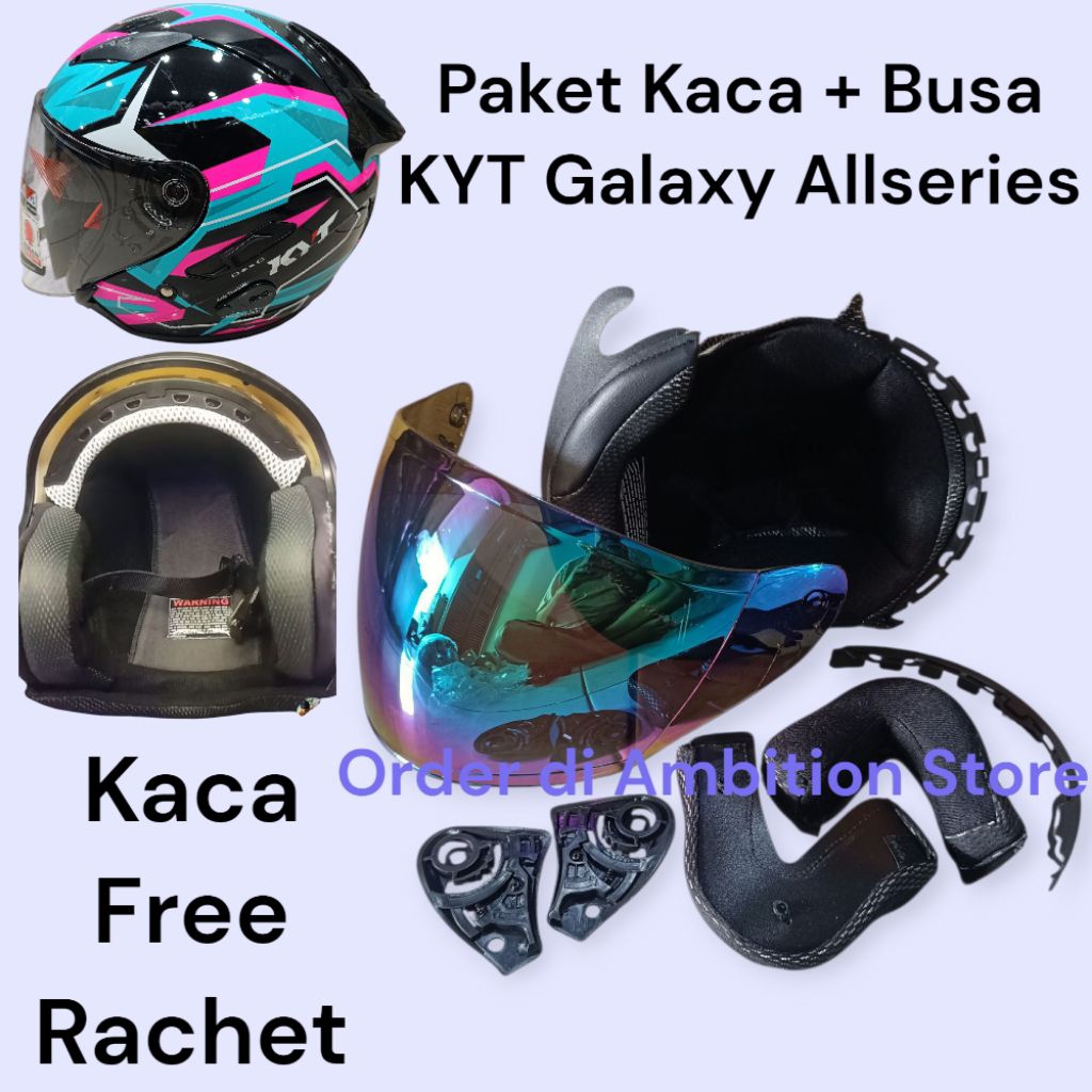 Paketan Kaca helm KYT Galaxy Slide + Busa Set Helm KYT Galaxy Flat R