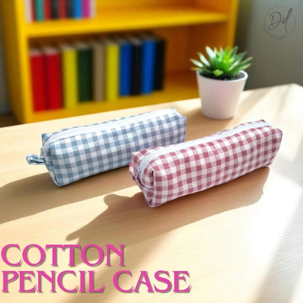 

Tempat Pensil / Pencil Case Korean Aesthetic Grid Katun Jepang