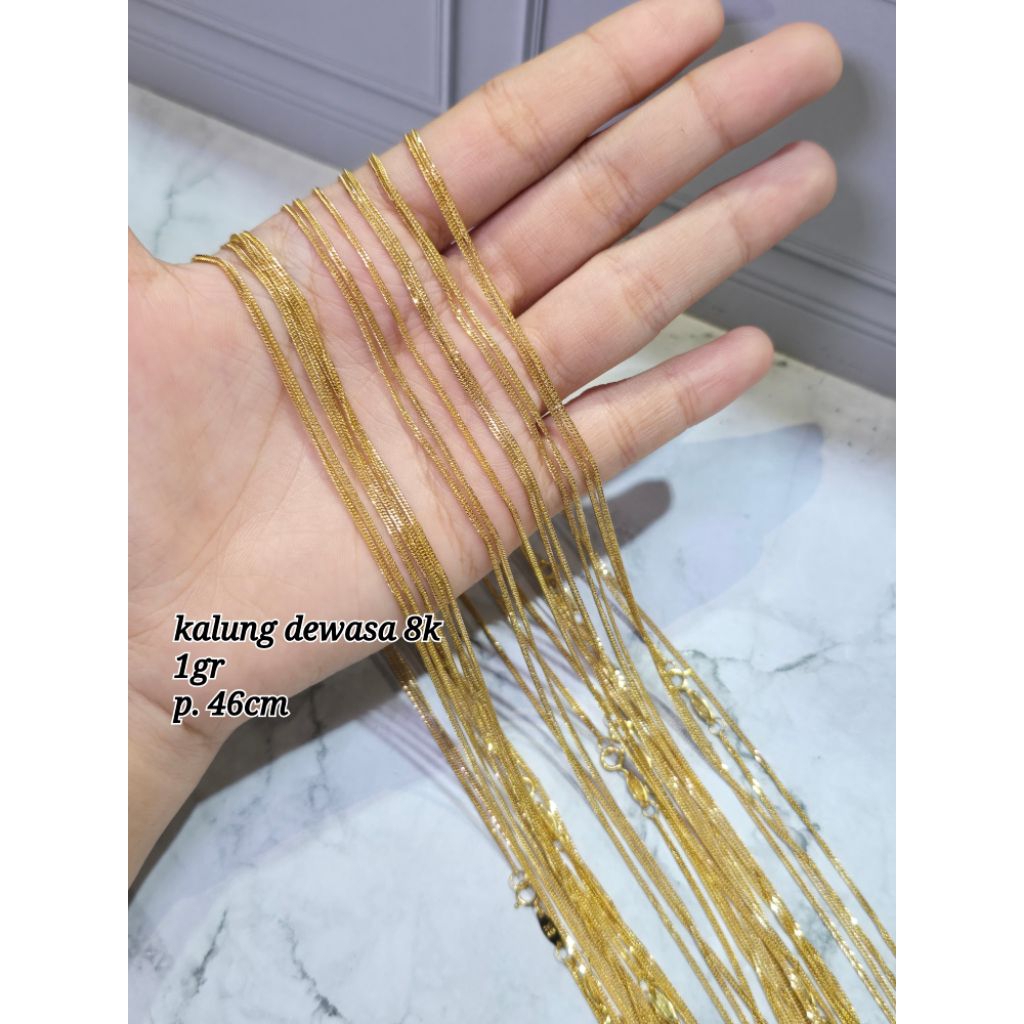 Kalung emas rantai hollo dewasa gold 8k