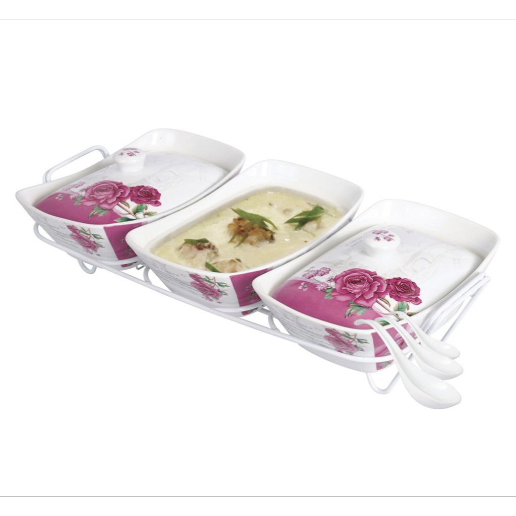 Prasmanan Vicenza, Wadah saji Bc751 Eternity, alat saji makanan dengan rak, sajikan 3 menu dalam 1 t