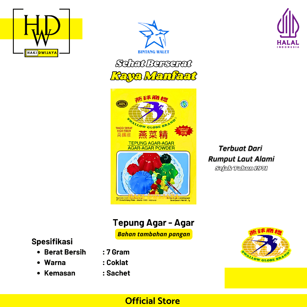 

[7gr] Swallow Globe Agar-Agar Warna Coklat Sachet