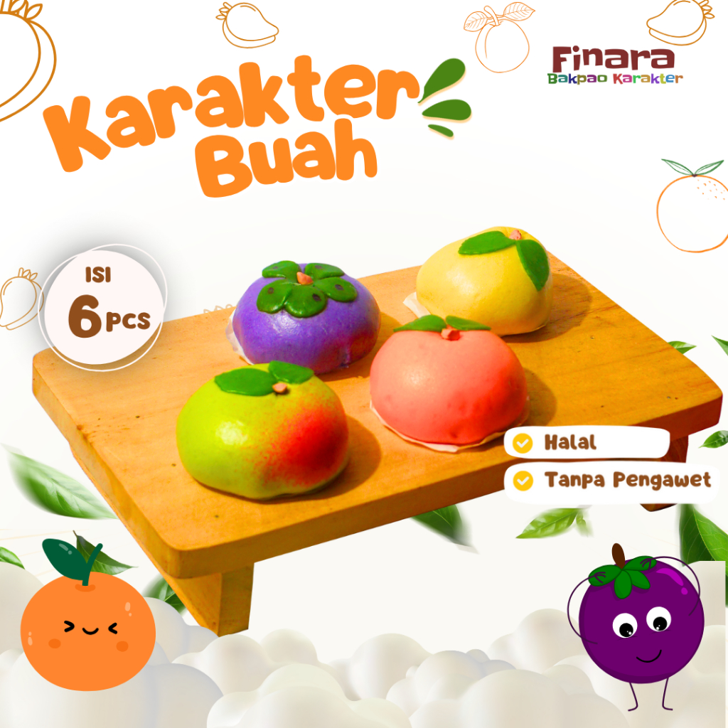 

Bakpao Karakter Buah Finara Isi 6 Rasa Cokelat Halal Frozen