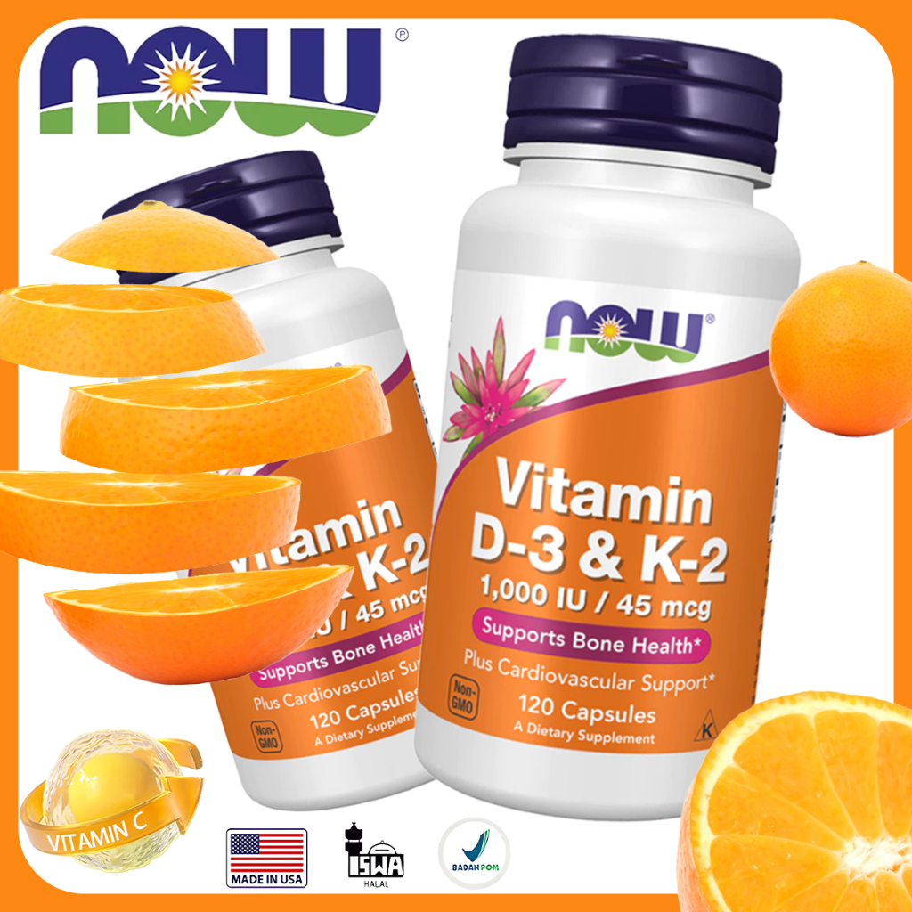 NOW Vitamin D-3 & K-2 120 Capsules [100% Original]D3 K2-MENDUKUNG KESEHATAN TULANG-GIGI DAN SISTEM I