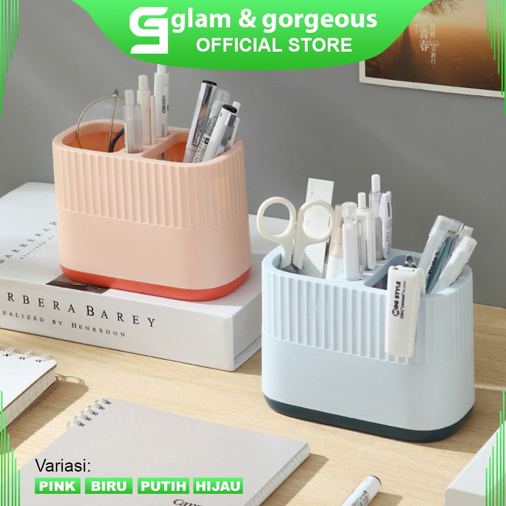 

Tempat Pensil Meja 3 Sekat Estetik Lucu Desk Organizer Alat Tulis Sekolah Kantor Plastik - TPS003