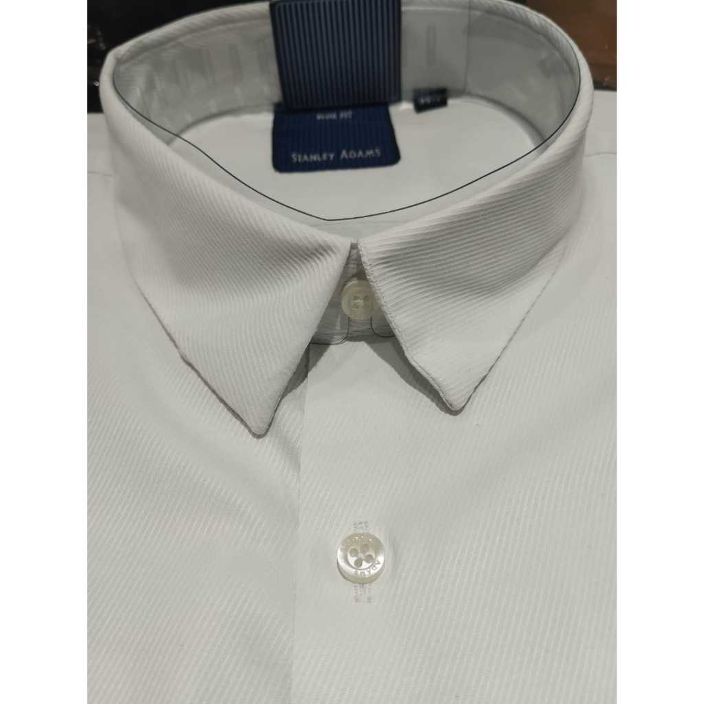 Kemeja Formal Pria Lengan Panjang Stanley Adams Putih Polos Slimfit & Reguler