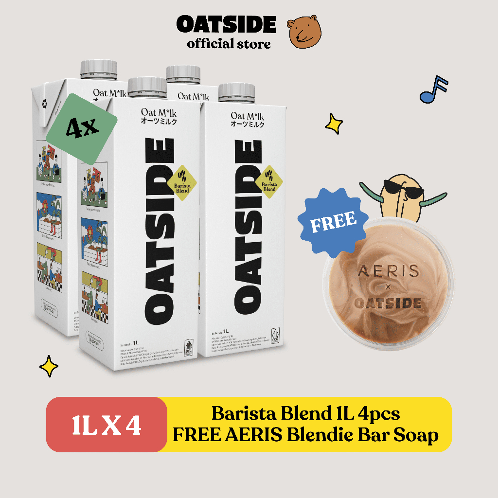 

OATSIDE - Oat Milk Barista Blend 1L (4pcs) FREE AERIS Blendie Bar