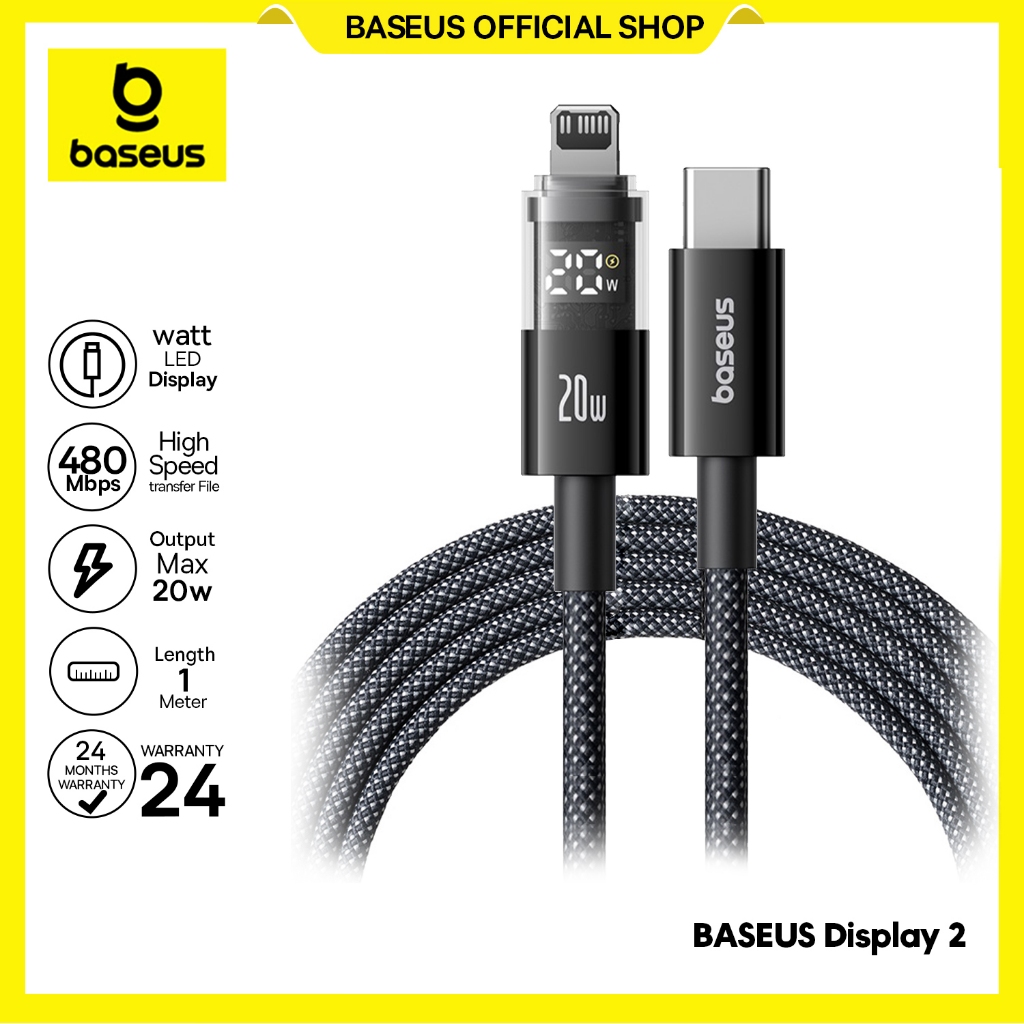 Baseus Cable Data Display Type-C to Lighting iP 20W Fast Charging Data Cable 1M