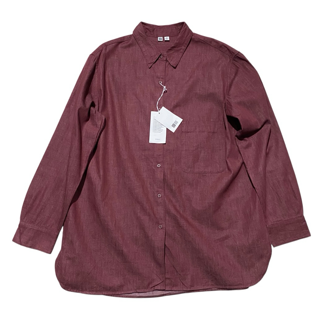 Uniqlo UUU red maroon LS shirt