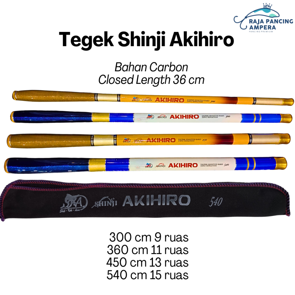 Tegek Shinji Akihiro Joran Pancing Uluran Ruas Pendek Bahan Karbon