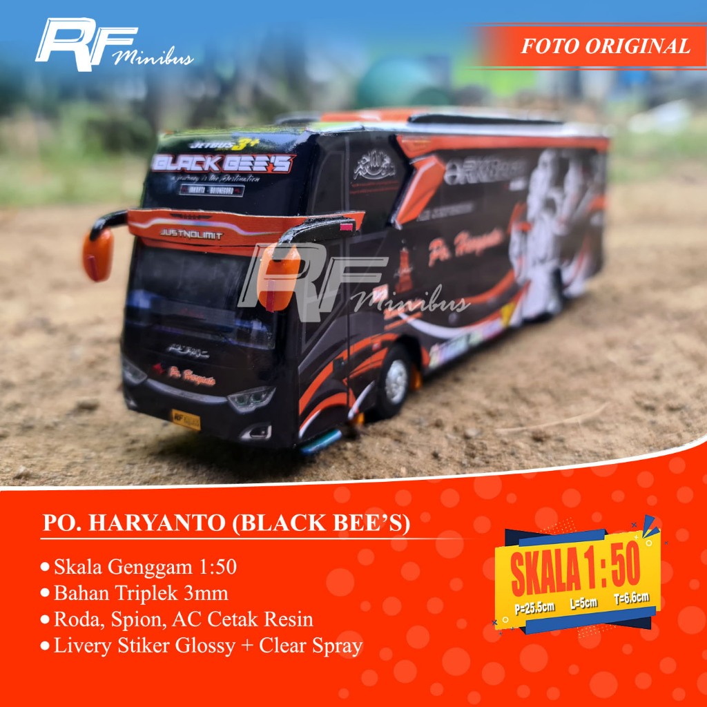 Miniatur Bus Po. Haryanto (Black Bee"s) Skala 1:50