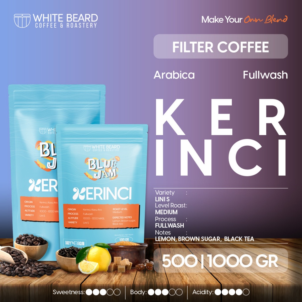 

Whitebeard - Filter Specialty Kerinci Fullwashed Biji Kopi Bubuk Single Origin V60 500 Gr 1 Kg