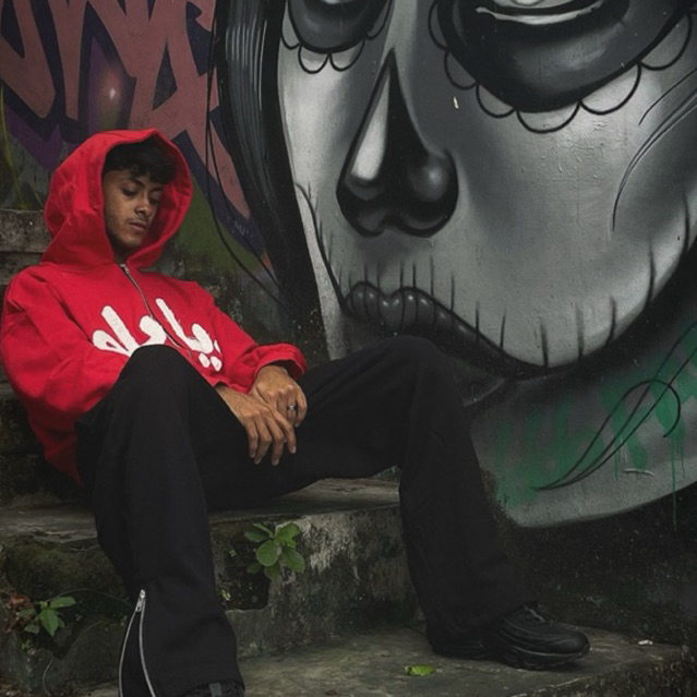 DIABLOH RED ARABIC ZIP HOODIE