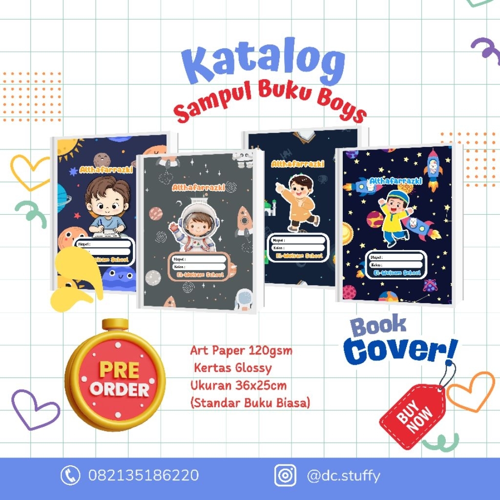 

Sampul buku custom anak FREE nama & sekolah. Bahan art paper glossy, awet dan tahan air Harga murah kualitas bagus