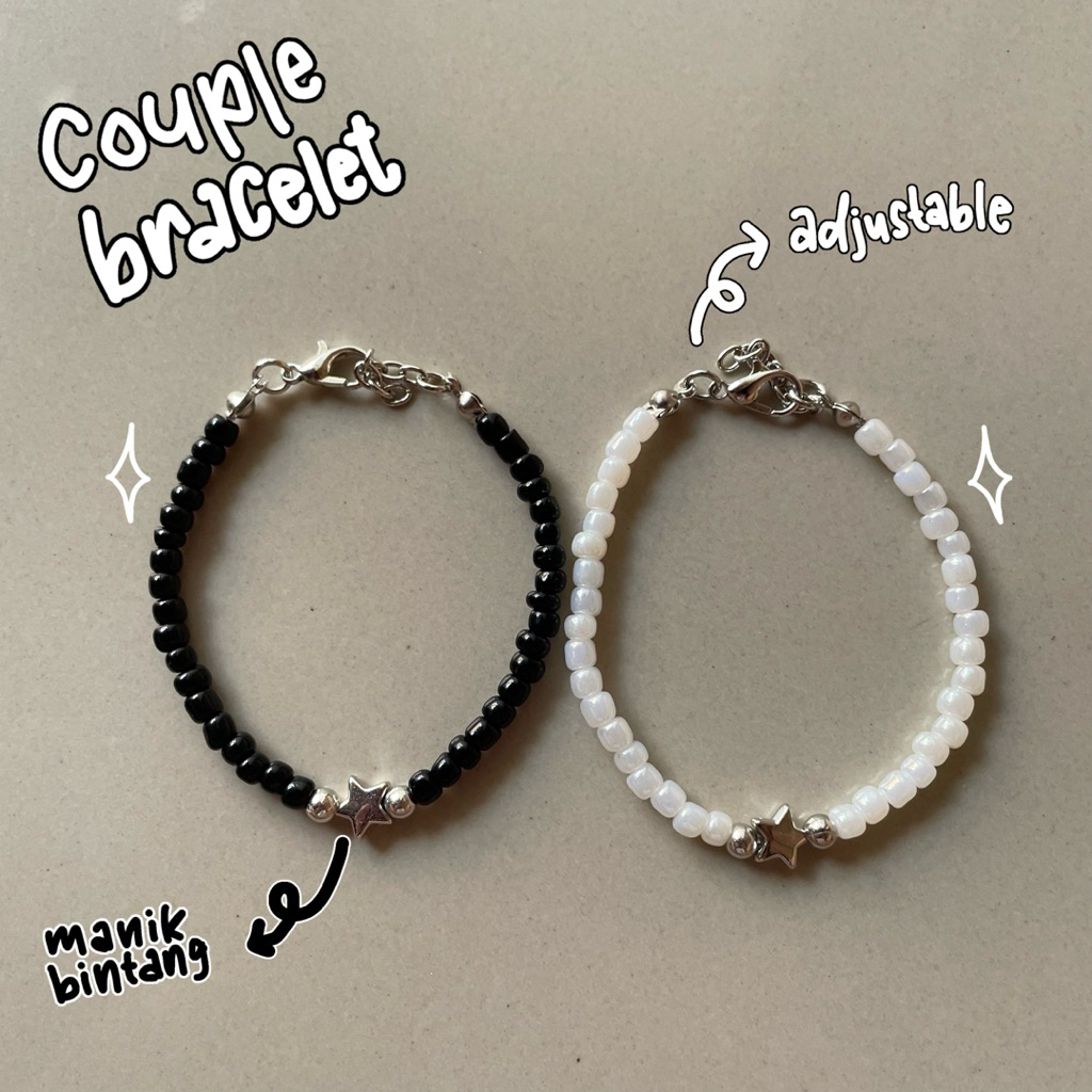 gelang couple | couple bracelet | gelang manik bintang | gelang hitam putih