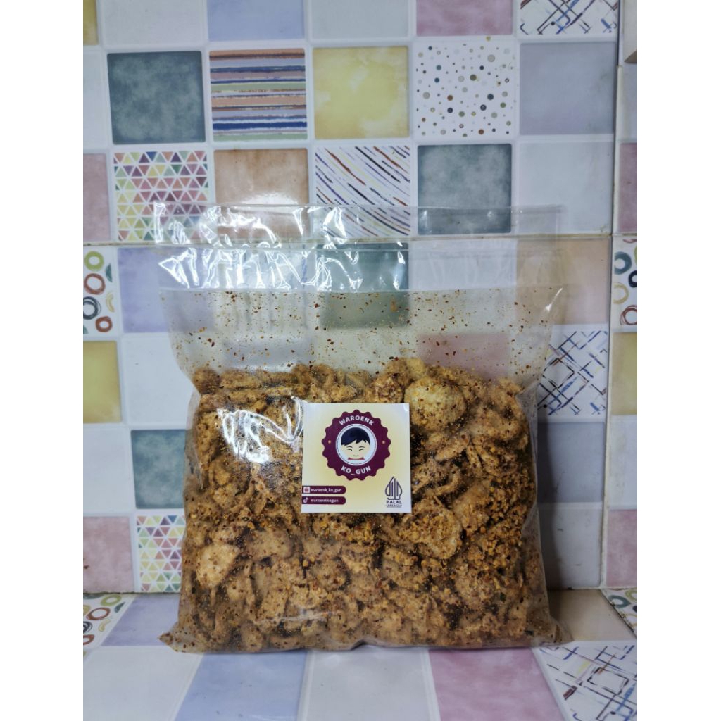 

Kerupuk basreng bumbu kacang pedas daun jeruk 500 Gram - 250 gram