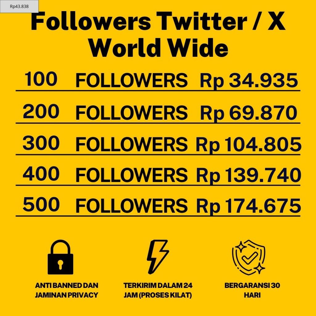 Gratis Ongkir Jual Follower Twitter Kilat | Meningkatkan Performa Akun Twitter Anda | KILAT