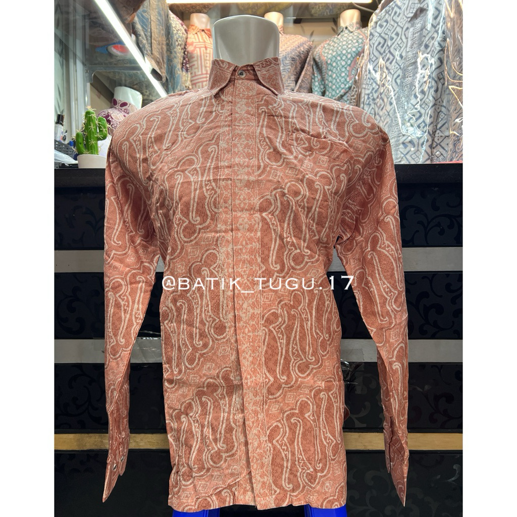 kemeja batik dobi ATBM cap tenun traditional ..atasan batik lengan panjang..batik trusmi cirebon