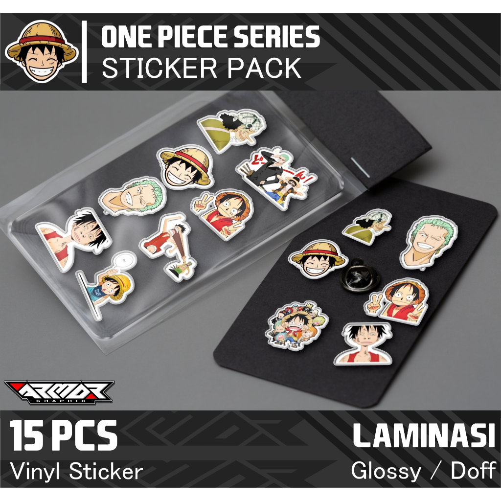 

15pcs Sticker Pack ONE PIECE SERIES Premium Waterproof Aesthetic, untuk Laptop, Motor, dan Helm ArmorGraphix 09
